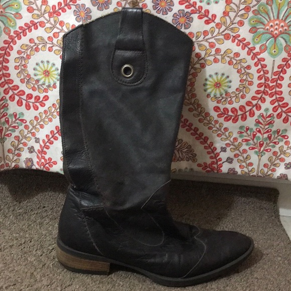 Black Leather and Canvas Western Boots, 37 - Picture 1 of 4